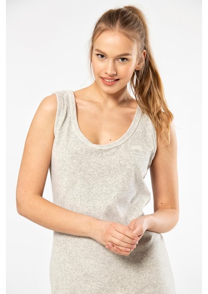 620 Gri Kadın Rahat Askılı Elbise Gecelik