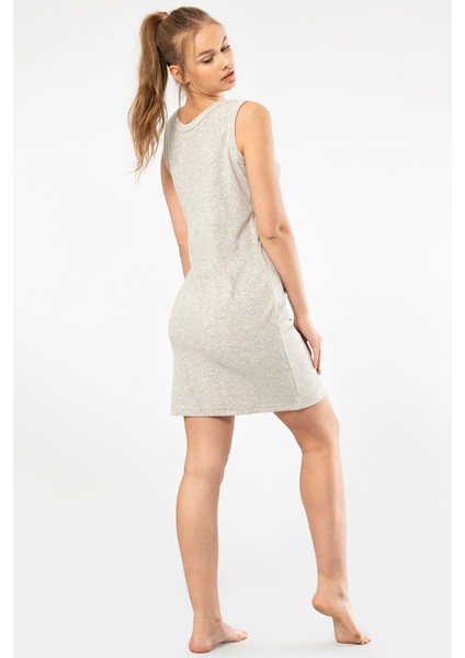 620 Gri Kadın Rahat Askılı Elbise Gecelik modelleri