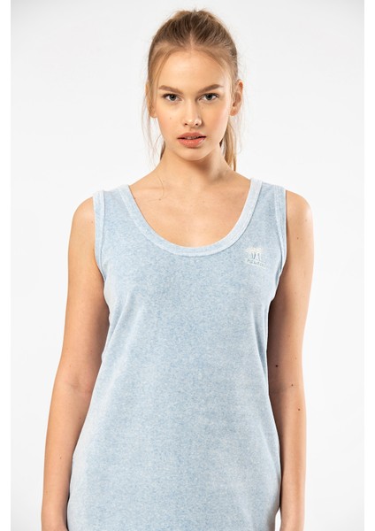 620 Mavi Kadın Rahat Askılı Elbise Gecelik