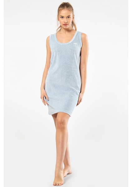 620 Mavi Kadın Rahat Askılı Elbise Gecelik fiyatları