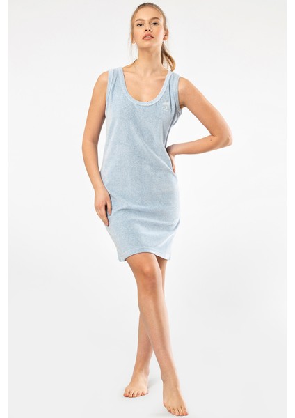620 Mavi Kadın Rahat Askılı Elbise Gecelik modelleri