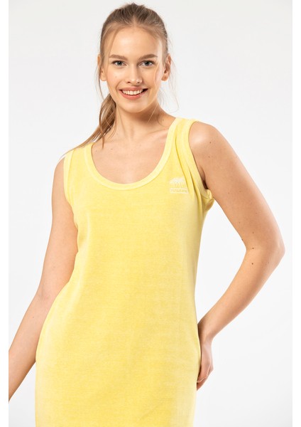 620 Sarı Kadın Rahat Askılı Elbise Gecelik