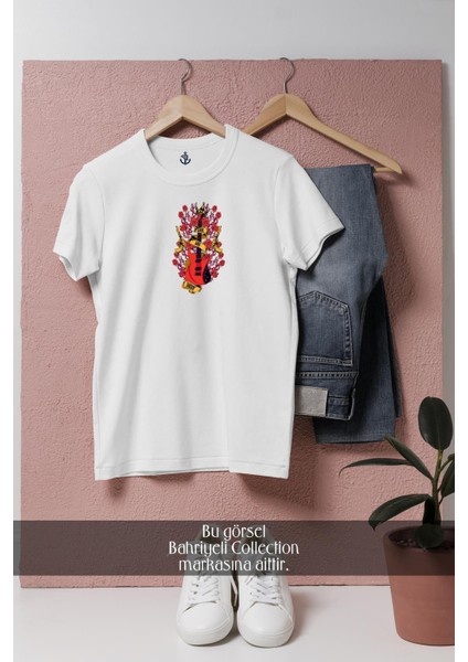 Oversize Guns N' Roses Gitar Tasarımlı Unisex T-Shirt