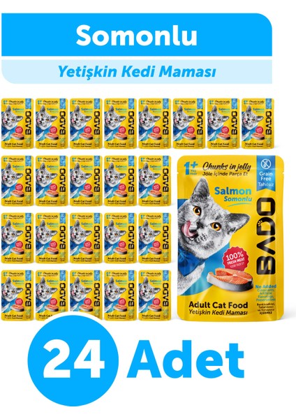 Yetişkin Yaş Kedi Maması Somonlu 85gr 24'lü