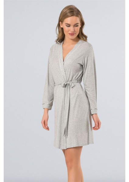 Kadın Gri Düz Sabahlık 3164