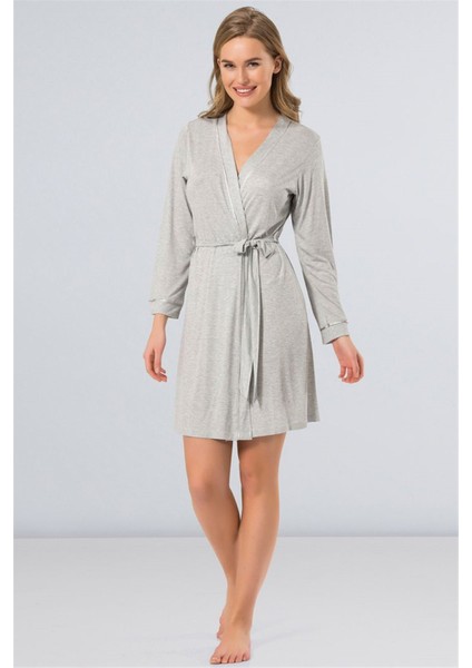 Kadın Gri Düz Sabahlık 3164 fiyatları