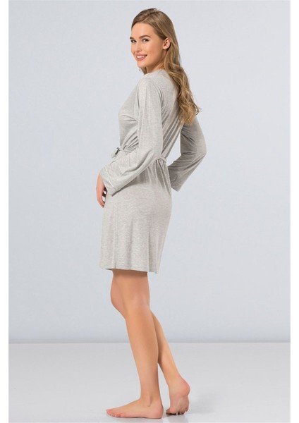 Kadın Gri Düz Sabahlık 3164 modelleri