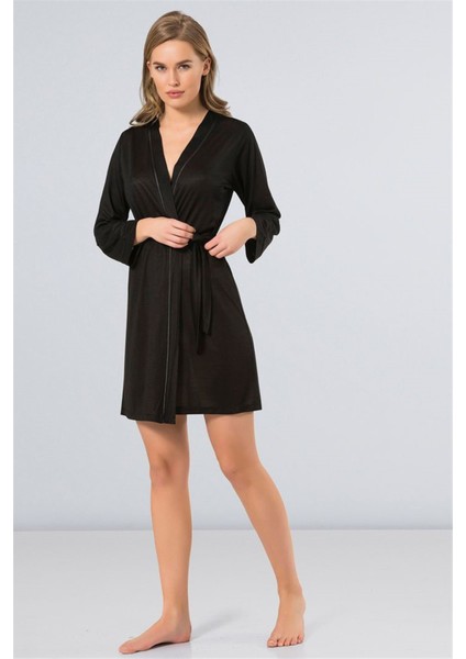 Kadın Siyah Düz Sabahlık 3164 fiyatları