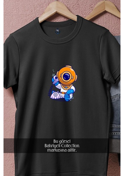 Oversize Deniz Kabuğu Ile Konuşan Mini Dalgıç Tasarımlı Unisex T-Shirt fiyatları