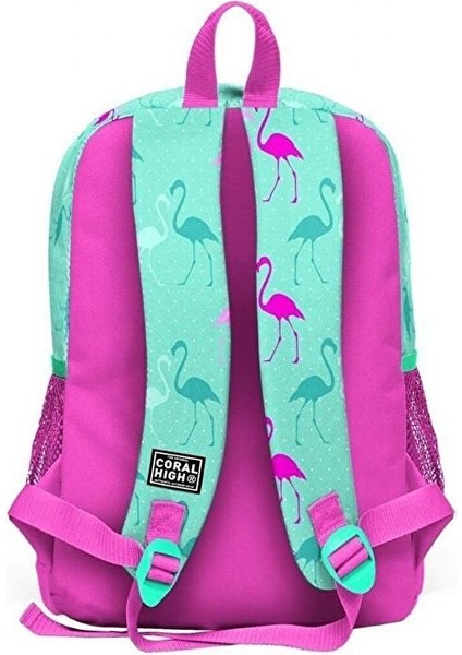 Kids Su Yeşili Neon Pembe Flamingo Desenli 3’lü Okul Çanta Seti indirimleri