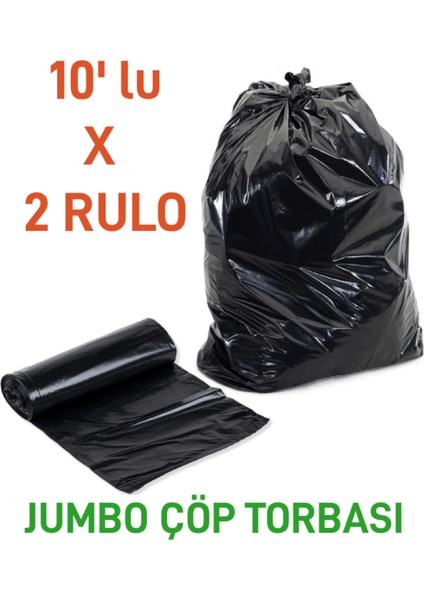 Jumbo Çöp 10'lu 2 Adet Poşeti Endüstriyel Battal Çöp Torbası 75 x 90 cm