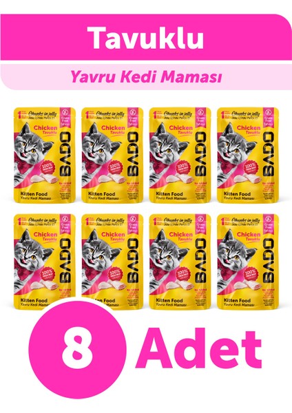 Yavru Yaş Kedi Maması Tavuk Etli 85Gr 8'li