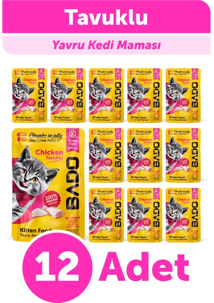 Yavru Yaş Kedi Maması Tavuk Etli 85Gr 12'li