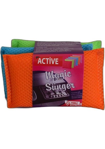Magic Renkli Sünger Temizlik Mutfak Bulaşık Süngeri Karışık Renk 3'lü Eko Paket