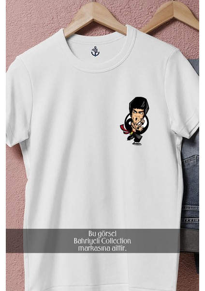 Oversize Cartoon Bruce Lee Cep Tasarımlı Unisex T-Shirt fiyatları