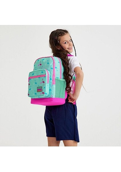Kids Su Yeşili Neon Pembe Flamingo Desenli 2'li Okul Çanta Seti - Kız Çocuk fiyatları