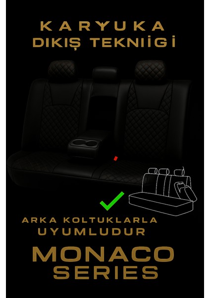 Volksagen Golf - 7 Tridline 2013-2020 Monaco Serisi Eviza Siyah Sarı Koltuk Kılıfı