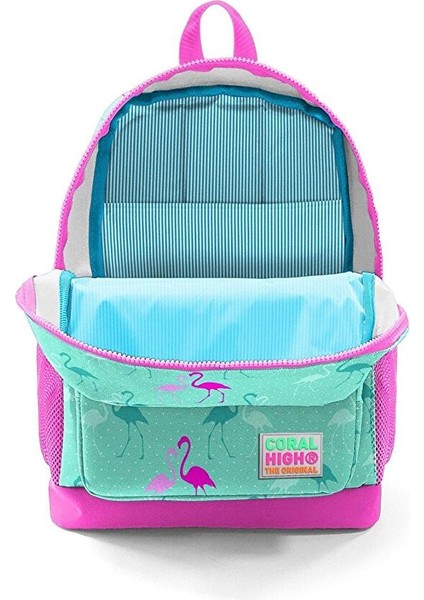 Dört Bölmeli Okul Sırt Çantası & Beslenme Çantası - Pembe Yeşil Flamingo Kız Çocuk modelleri