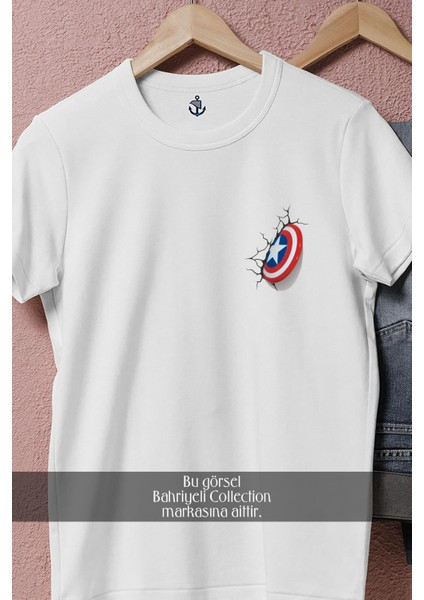 Oversize Kaptan Amerika - Captain America Kalkan Cep Tasarımlı Unisex T-Shirt fiyatları