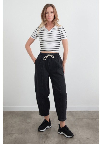 Beli Bağlamalı Slouchy Jean Pantolon
