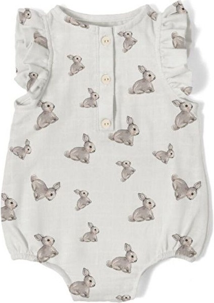 Müslin Kız Bebek Fırfırlı Kolsuz Tulum - Iconique Lapin