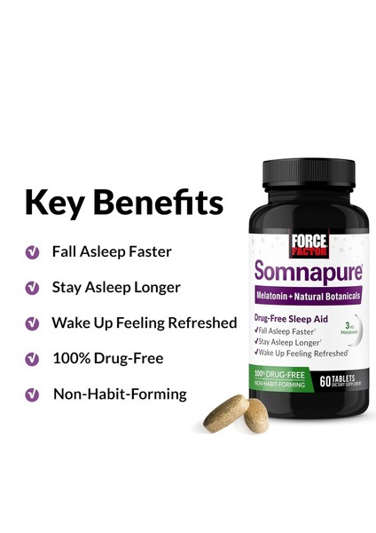 Somnapure Drug-Free Sleep Aid Sleeplessness With & Valerian & Theanine Fall Asleep 60 Tablet