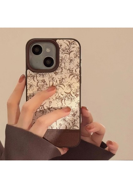 Apple iPhone 13 Uyumlu Kılıf Zebana Lily Flowers Silikon Kılıf Kahverengi fiyatları