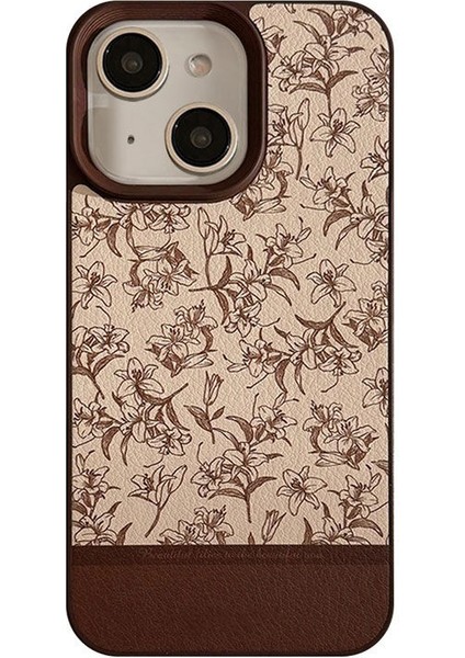 Apple iPhone 13 Uyumlu Kılıf Zebana Lily Flowers Silikon Kılıf Kahverengi modelleri