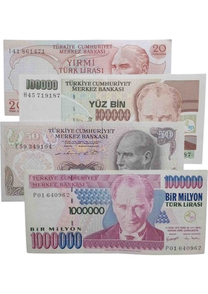 6. 7. Emisyon 4 Adet Koleksiyon Kağıt Para Koleksiyon Başlangıç Setleri Antika Darpane Hobi Hediye