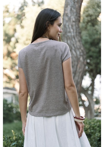 Suva Kısa Kol Vizon T-Shirt