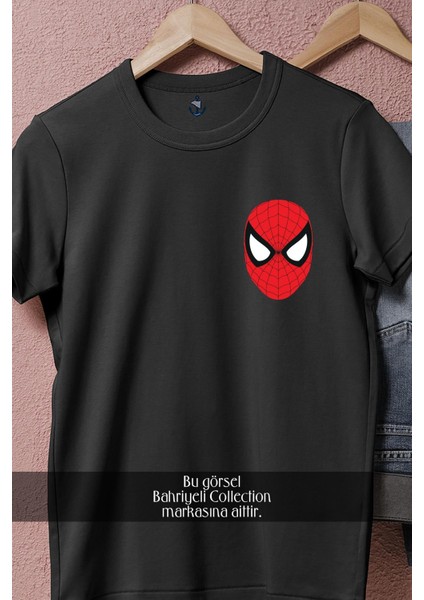 Oversize Spider-Man - Örümcek Adam Kafası Vektörel Cep Tasarımlı Unisex T-Shirt