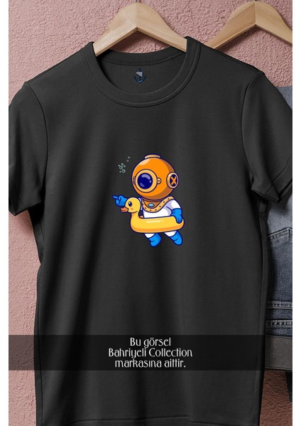 Oversize Ördek Can Simidi ve Mini Dalgıç Tasarımlı Unisex T-Shirt fiyatları