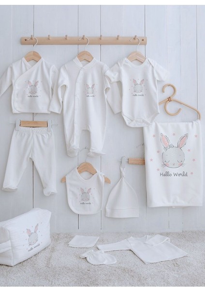 Organik 11'li Hastane Çıkışı - For Baby - Pembe Kulaklı Tavşan