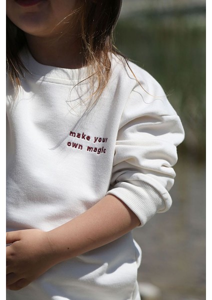 Kız Erkek Bebek Çocuk Unisex %100 Pamuk Nakışlı Sweatshirt