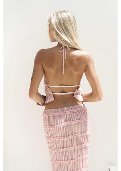 Sofi Transparan Pembe Crop Etek Takım