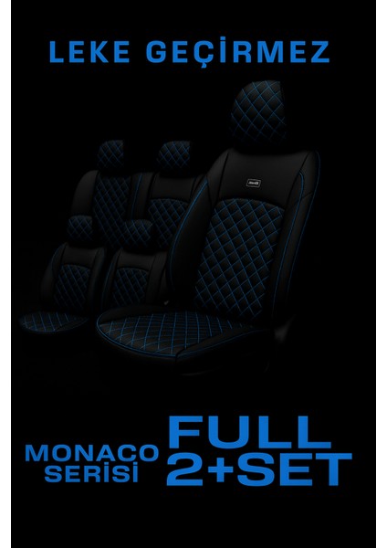 Peugeot 207 / cc / Sw 2006–2014 Monaco Serisi Eviza Siyah Mavi Koltuk Kılıfı