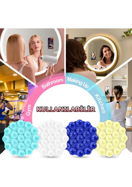 Çift Taraflı Vakumlu Telefon Tutucu, Yuvarlak Silikon Vakumlu Çok Işlevli Mobil Cihazlar Için Vantuz indirimleri