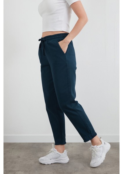 Yüksek Bel Beli Lastikli Pantolon