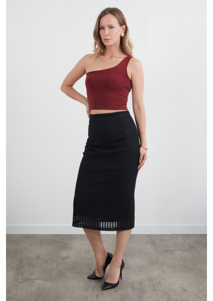 Beli Lastikli Triko Etek