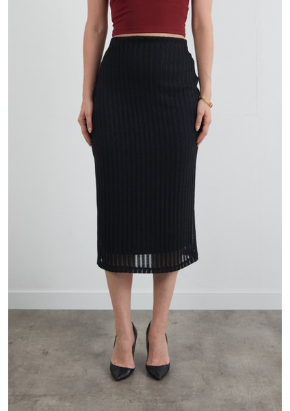 Beli Lastikli Triko Etek