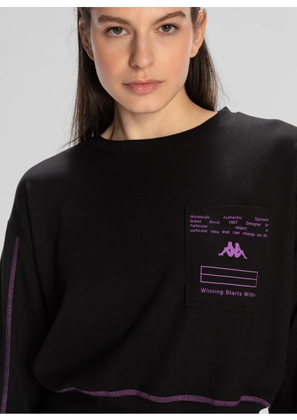 Siyah Kadın Normal Kalıp Sweatshirt 351Q66W005 Authentıc Kage Sweatshır