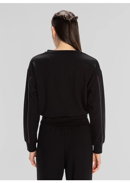 Siyah Kadın Normal Kalıp Sweatshirt 351Q66W005 Authentıc Kage Sweatshır