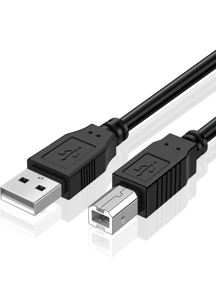 3 Metre Üniversal Kare Yazıcı Kablosu 3mt Printer USB Bağlantı Bağlama Network Lazer Hp Canon Brother Uyumlu Ara Kablo