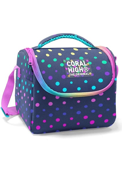 Kız Çocuk Beslenme Çantası - Thermo - Puantiyeli Lacivert