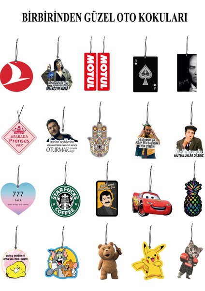 Bymeyla 20 Adet En Güzel ve En Eğlenceli Oto Kokuları ve Araba Aksesuarları
