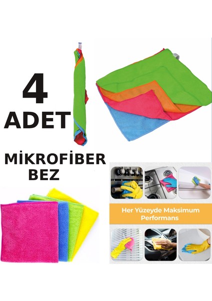 4 Adet Mikrofiber Genel Temizlik ve Toz Bezi