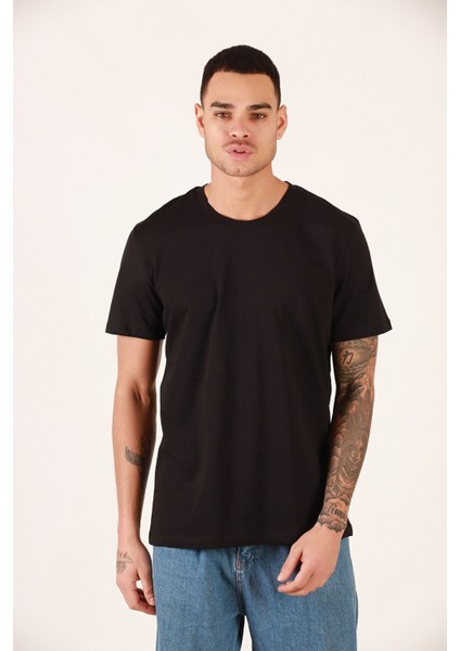 Siyah Beyaz Lacivert Gri Antrasit Relaxed Fit Pamuklu Erkek 5'li T-Shirt fırsatları