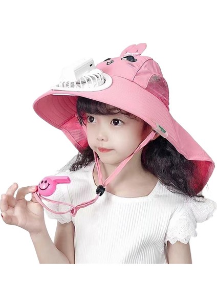 Fan Şapka Çocuk Yaz Dış Mekan Uv Koruma Güneşlik Büyük Siperlik Güneş Şapkası (Yurt Dışından)
