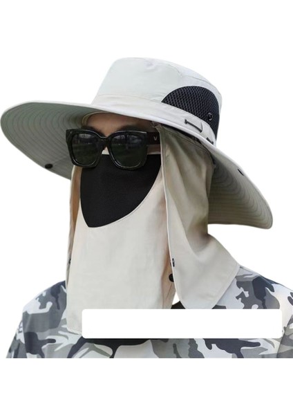 Popüler Erkek Güneş Şapkası Su Geçirmez Vizör Çıkarılabilir Açık Hava Seyahat Dağcılık Şapkası Yaz Büyük Siperlikli Balıkçı Balıkçı Şapkası [iki Set] (Yurt Dışından)