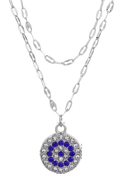 Yeni Altın Kaplama Şeytan Gözü Çift Katmanlı Kolye Şık Kişilik Alaşım Kolye Kazak Zinciri (Yurt Dışından)